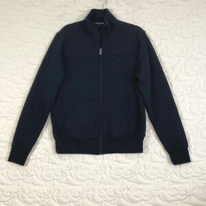 Michael Kors Mens Full Zip Ribbed Panel Jacket Black Size Small MK Chest Logo